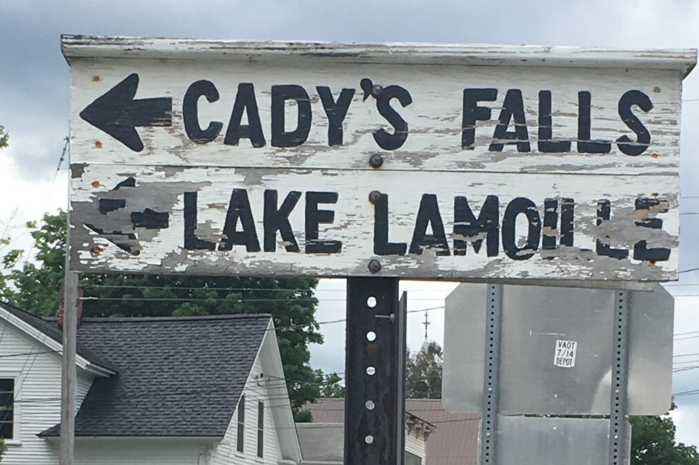 cady's falls wooden sign