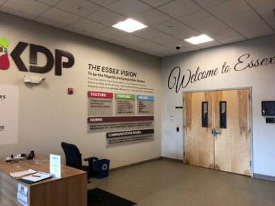 KDP wall graphics and text 'welcome to essex'