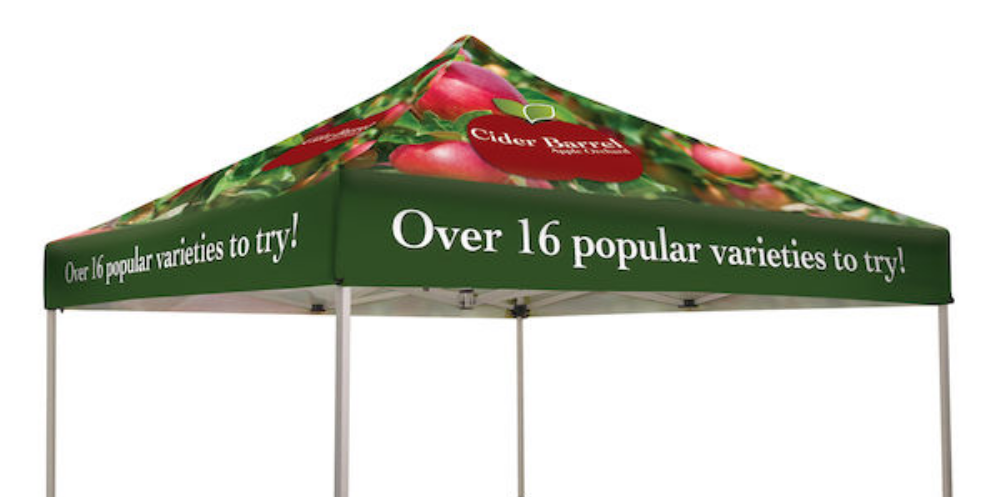 standing tent with graphics