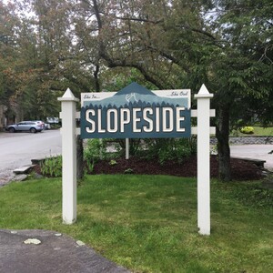Slopeside resort sign