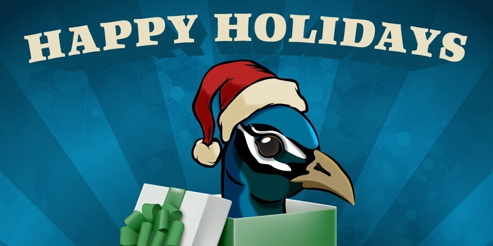 happy holidays bird graphic in present
