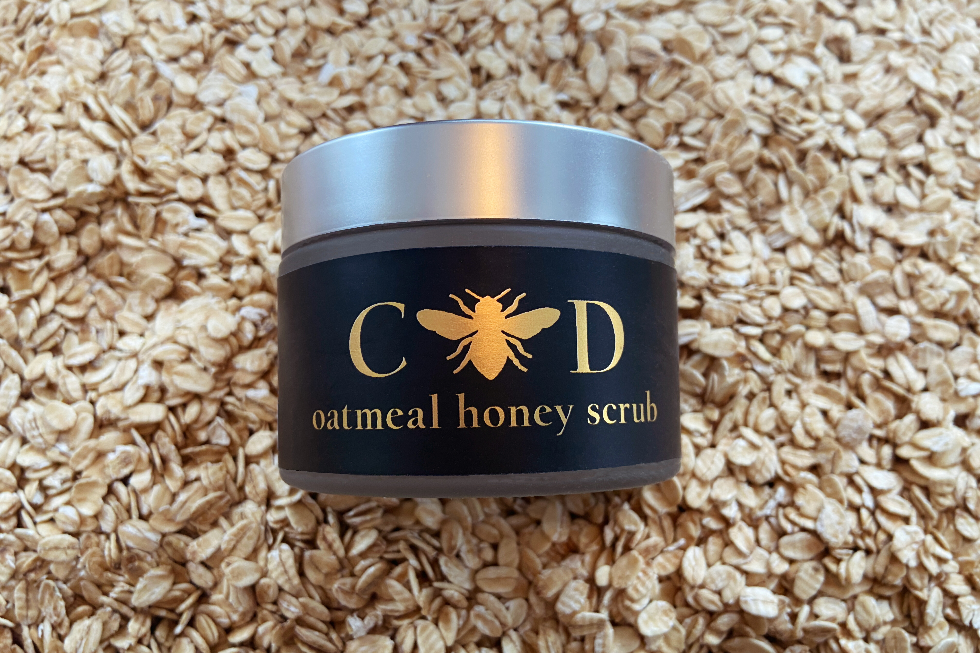 Custom product label for CBD Oatmeal Honey Scrub