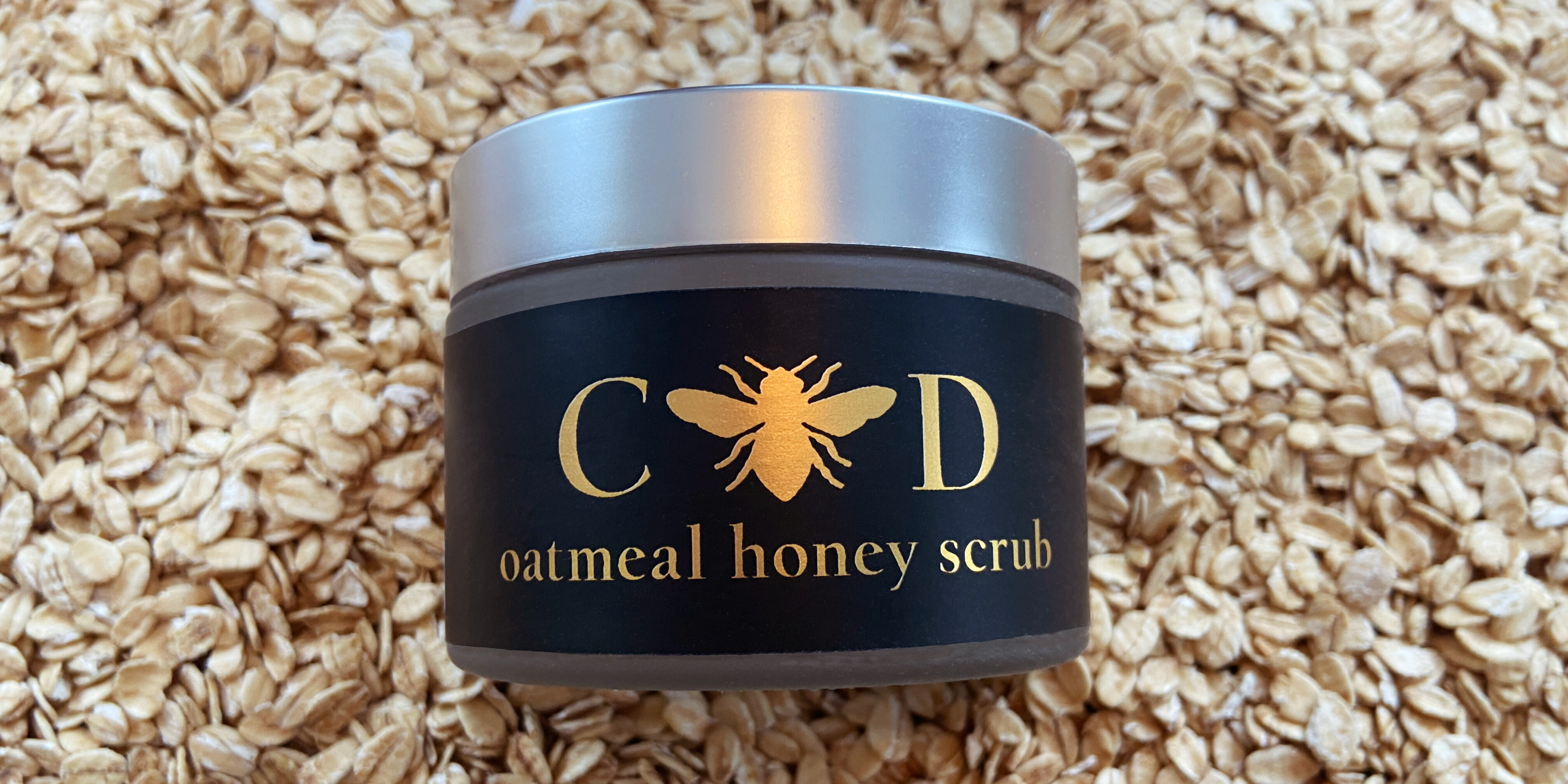 Custom product label for CBD Oatmeal Honey Scrub