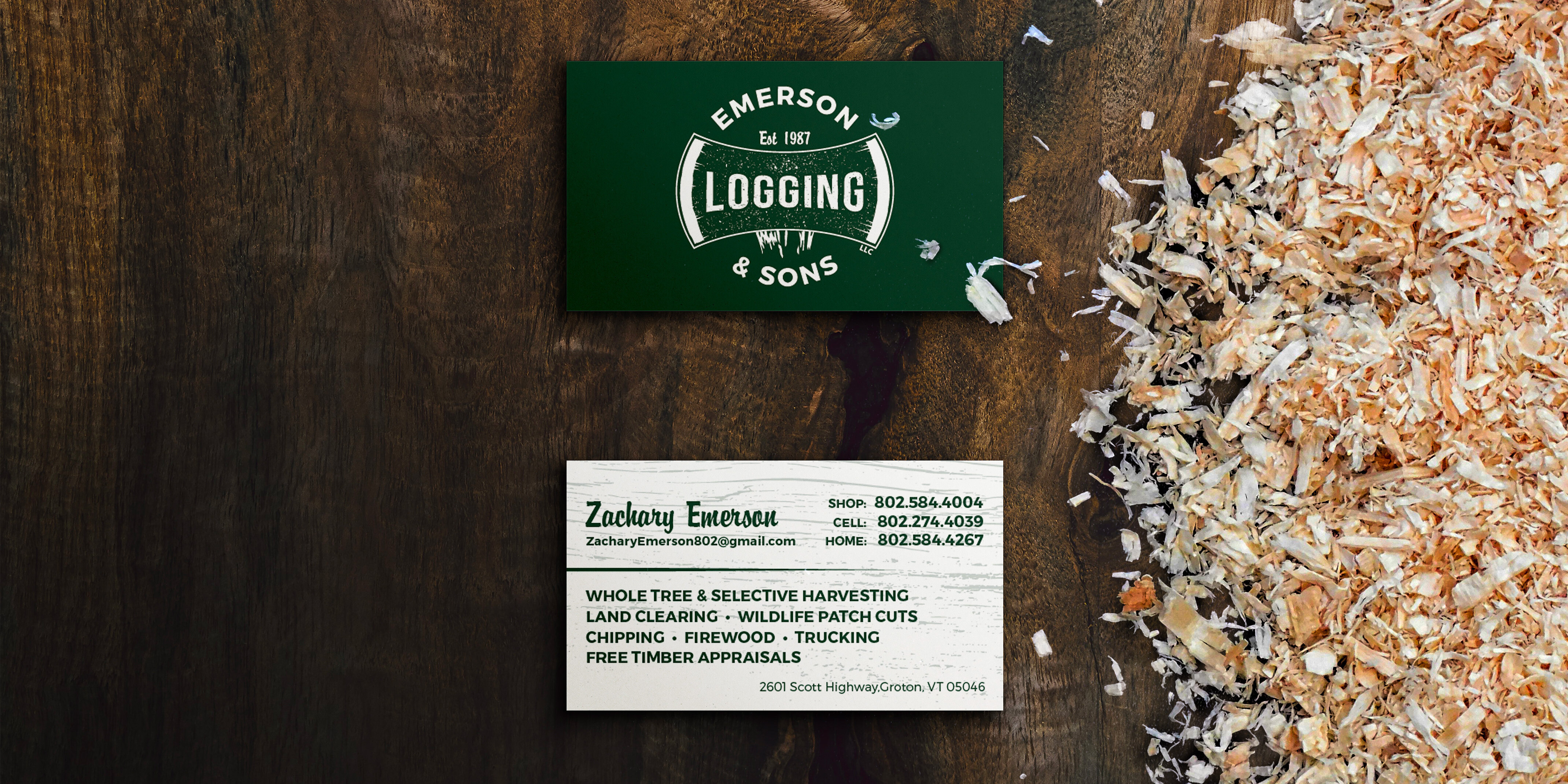 Great Big Graphics Business Card Mock Up for Emerson & Sons Logging