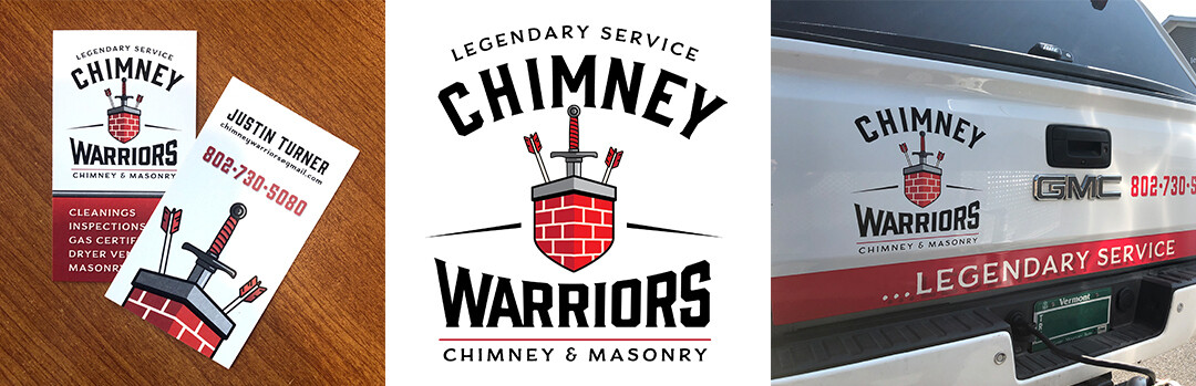 Chimney warriors graphics on flyers and truck