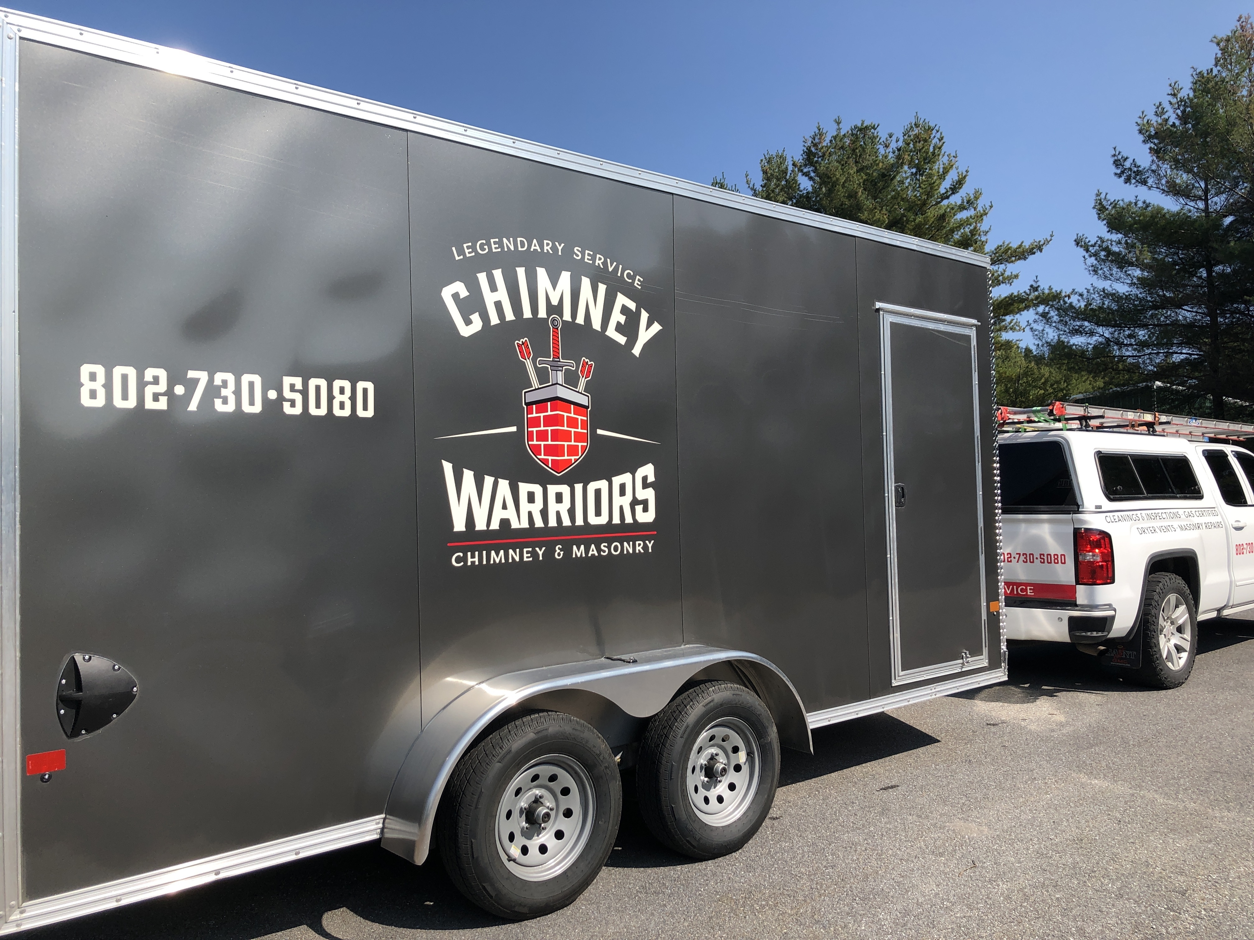 Chimney Warriors branding on vehicle with vehicle graphics